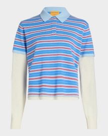 Guest In Residence Layered Stripe Cashmere Rugby Sweater at Neiman Marcus