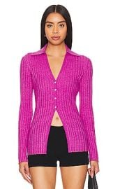 Guest In Residence Rib Button Cardigan In Fuchsia at Revolve