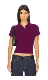 Guest In Residence Shrunken Cashmere Polo Top In Aubergine at Revolve