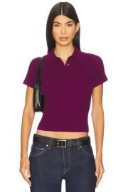 Guest In Residence Shrunken Cashmere Polo Top In Aubergine at Revolve