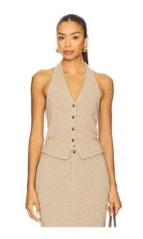 Guest In Residence Tailored Halter Vest In Taupe at Revolve