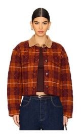 Guest In Residence Tartan Cropped Cashmere Jacket In Plum Combo at Revolve