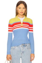 Guest In Residence Track Polo Cashmere Sweater In French Blue Combo at Revolve