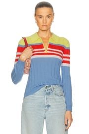 Guest In Residence Track Polo Cashmere Sweater in French Blue Combo FWRD at FWRD