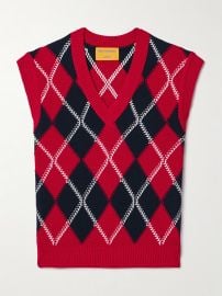 Guest in Residence Argyle cotton jacquard vest at Net a Porter