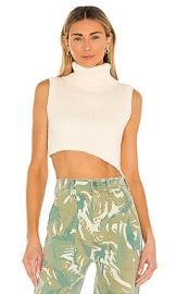 Guizio Asymmetrical Ribbed Knit Turtleneck In Cream at Revolve