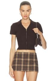 Guizio Calesia Zip Up Top In Brown at Revolve