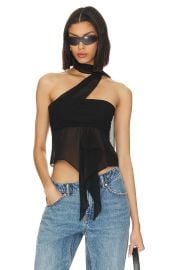 Guizio Chiffon Wrap Around Top In Black at Revolve