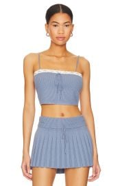 Guizio Cielo Rib Knit Top In Denim Blue at Revolve