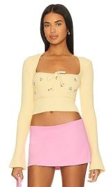 Guizio Home Sweet Home Sweater In Pale Yellow at Revolve