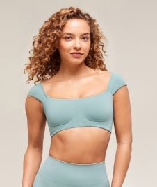 Gymshark Soft Sculpt Cap Sleeve Bralette - Rest Blue Gymshark at Gymshark