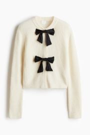 H M Bow Front Rib Knit Cardigan at H&M