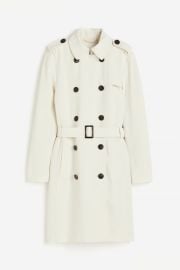 H M Double Breasted Trench Coat in Cream at H&M