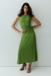 H M Draped Jersey Dress in Green at H&M