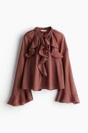 H M Flounced Blouse in Reddish brown at H&M