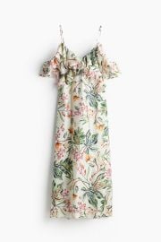 H M Flounced Open Shoulder Dress at H&M