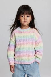 H M Knit Chenille Sweater in Pink Rainbow Striped at H&M