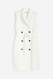 H M Linen blend tie belt dress at H&M