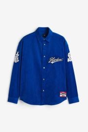 H M Oversized Fit Corduroy Overshirt in Bright blue Harlem at H&M