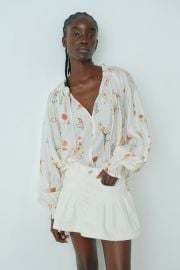 H M Oversized tie neck blouse at H&M