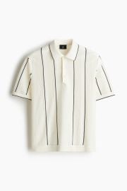 H M Regular Fit Pointelle Knit Polo Shirt at H&M