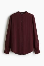 H M Sheer Blouse in Burgundy at H&M