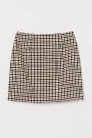 H M Short Skirt in Beige Dogtooth patterned at H&M