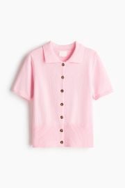 H M Short Sleeved Cardigan in Light Pink at H&M
