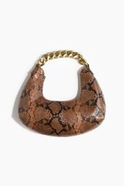 H M Small Shoulder Bag in Brown snakeskin patterned at H&M