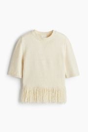 H M Sweater with Fringe in Light beige at H&M