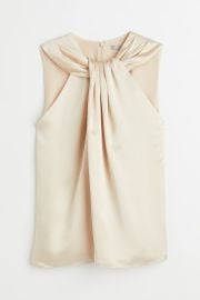 H M Twisted Detail Top in Light Beige at H&M