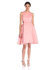 HALSTON HERITAGE Women s Sl Boatneck Strctured Satin Faille Dress W Cut Out at Amazon