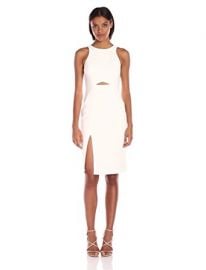 HALSTON HERITAGE Women s Sleeveless High Neck Fitted Dress with Front Cut Out at Amazon