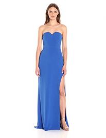 HALSTON HERITAGE Women s Strapless Gown with High Slit at Amazon