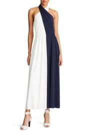 HALSTON Sondra Colorblock Jersey Halter Dress at Nordstrom