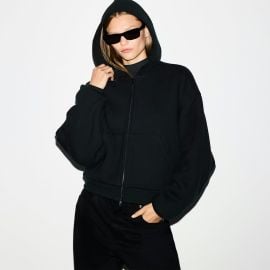 HEAVYWEIGHT FLEECE BOXY ZIP UP HOODIE ONYX SKIMS at Skims