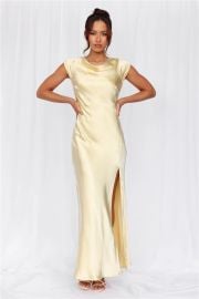 HELLO MOLLY The Valentina Cap Sleeve Satin Maxi Dress Yellow Hello Molly US at Hello Molly