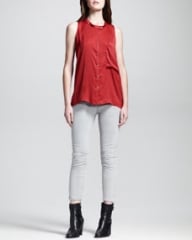 HELMUT Helmut Lang Button-Front Racerback Top and Cropped Stitched Skinny Jeans at Neiman Marcus