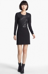 HELMUT Helmut Lang Leather andamp Jersey Dress at Nordstrom