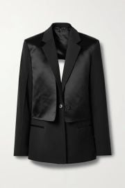 HELMUT LANG Layered cutout satin and stretch-twill blazer NET-A-PORTER at Net a Porter