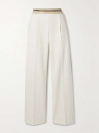 HELMUT LANG Pleated jacquard-trimmed stretch-twill straight-leg pants NET-A-PORTER at Net a Porter