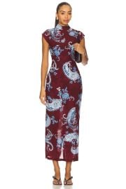 HEMANT AND NANDITA Sleeveless Long Dress in Merlot at Revolve
