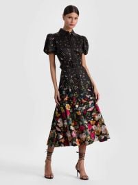 HENRIETTA BELTED MIDI DRESS in SOLAR STRENGTH BLACK ALICE OLIVIA at Alice + Olivia