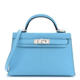 HERMES Chevre Mysore Mini Kelly Sellier 20 Celeste 1365219 FASHIONPHILE at Fashionphile