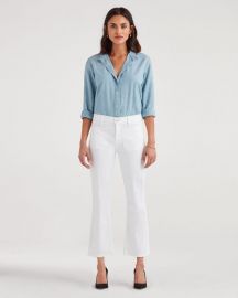 white button front jeans