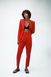 HIGH-WAISTED BELTED PANTS at Zara