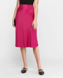 HIGH WAISTED SATIN MIDI SKIRT at Express