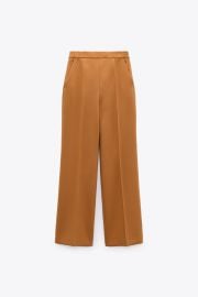 HIGH-WAISTED WIDE LEG PANTS - Dark camel United States at Zara