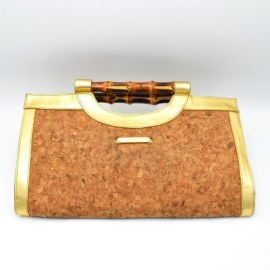 HOBO Bags Hobo International Cork Bamboo Gold Leather Clutch Satchel Purse Bag Host Pick Poshmark at Poshmark