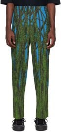 HOMME PLISS ISSEY MIYAKE Green Grass Field Trousers SSENSE at ssense